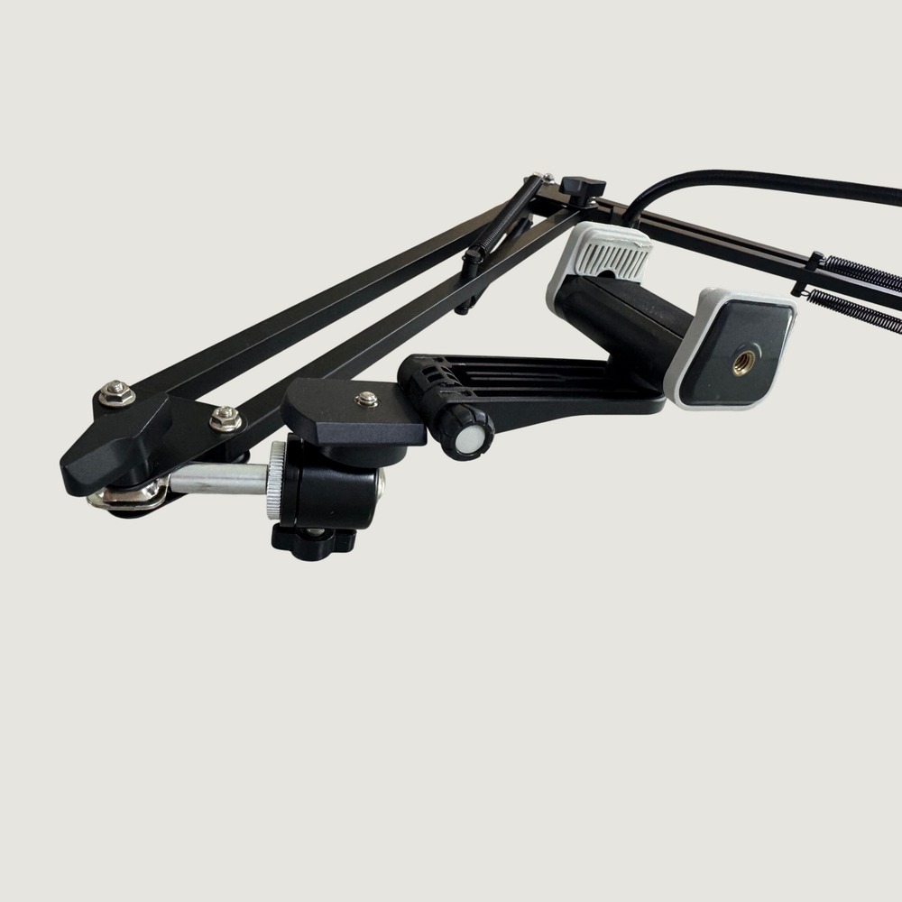 LED Ring Light with Scissor Arm Stand Phone Holder Desktop C-Clamp Mount Black - Picture 3 of 10